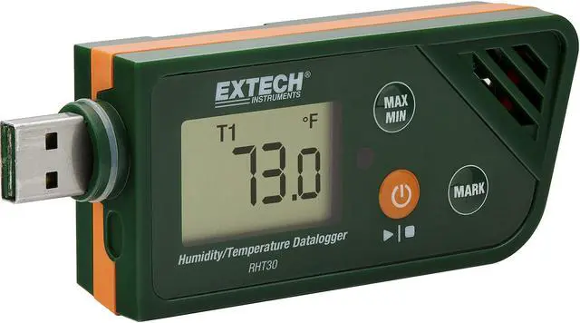 Alt view image 3 of 6 - RHT30 USB Humidity and Temperature Datalogger, 48000 Point | RH 0.1-99.9%, air temp -22 to 158F, dew point, 48000-point memory, USB PDF/Excel report, ~3-month battery