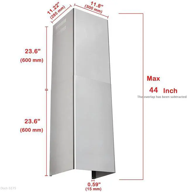 Alt view image 2 of 7 - Extension Wall Mount Range Hood Stainless Steel Exhaust Duct Chimney Cover Up to 9 ft. Ceiling