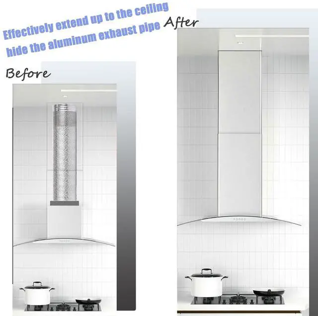 Alt view image 5 of 7 - Extension Wall Mount Range Hood Stainless Steel Exhaust Duct Chimney Cover Up to 9 ft. Ceiling