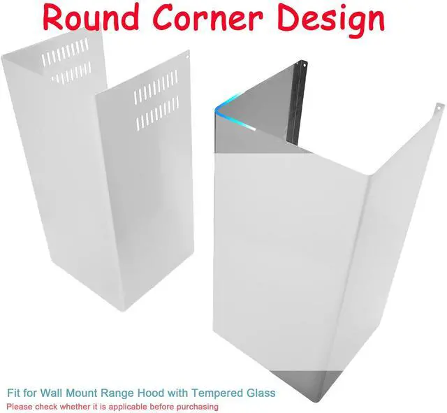 Alt view image 4 of 7 - Extension Wall Mount Range Hood Stainless Steel Exhaust Duct Chimney Cover Up to 9 ft. Ceiling