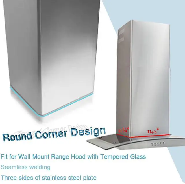 Alt view image 6 of 7 - Extension Wall Mount Range Hood Stainless Steel Exhaust Duct Chimney Cover Up to 9 ft. Ceiling