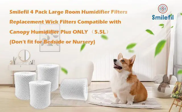 Alt view image 2 of 7 - 4 Pack Large Room Humidifier Filters Replacement Wick Filters Compatible with Canopy Humidifier Plus ONLY 5.5L(Dont fit for Bedside or Nursery)