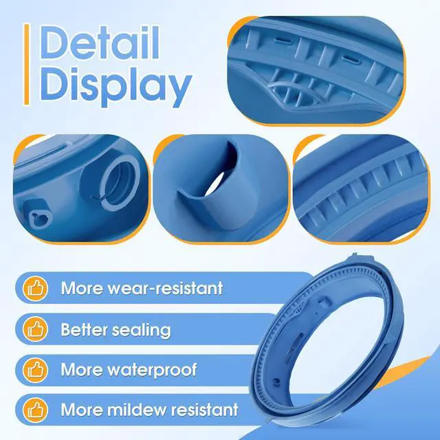 Alt view image 3 of 6 - WH05X29521 Washer Door Gasket Seal for GE GFW550SSN0WW GFW550SSN2WW GFW550SSN5WW GFW550SSN1WW GFW550SPR5RS GFW550SPN0DG GFW550SPR4RS GFW550SSN4WW Etc, Replace 4978358 AP6983548 PS12743602 EAP12743602
