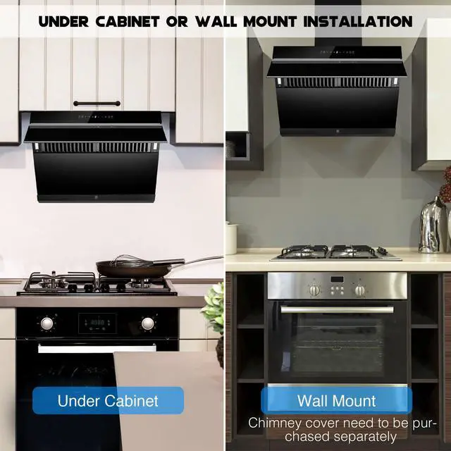 Alt view image 5 of 7 - Under Cabinet Range Hood 30 inch, 900 CFM, Heating Auto-cleaning | Wall mount kitchen hood, gesture & touch control, tempered glass surface, 3-speed exhaust fan, baffle filters, vent hood