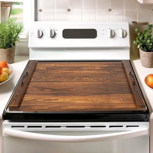 Main image of Noodle Board Stovetop Cover with Handles, Sink Wood Block Covers for Electric & Gas Stove, RV Stove Burner, Farmhouse Decorative Wooden Tray for Kitchen