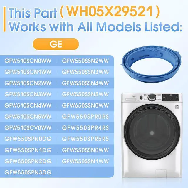 Alt view image 5 of 6 - WH05X29521 Washer Door Gasket Seal for GE GFW550SSN0WW GFW550SSN2WW GFW550SSN5WW GFW550SSN1WW GFW550SPR5RS GFW550SPN0DG GFW550SPR4RS GFW550SSN4WW Etc, Replace 4978358 AP6983548 PS12743602 EAP12743602