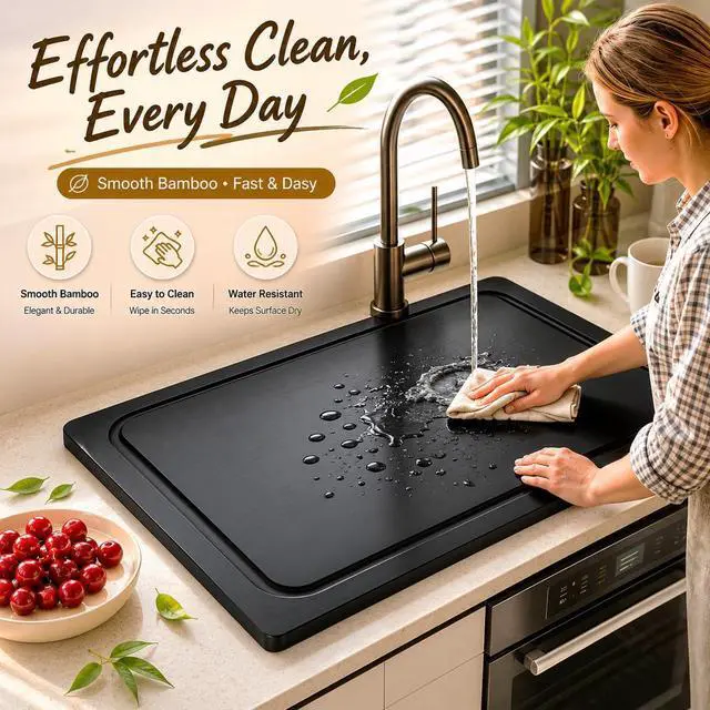 Alt view image 3 of 7 - Wooden Noodle Board Stove Cover for Electric Stove & Gas Range, 27.56 x 19.69 In, Lightweight Stovetop Cover with Built-In Handles, Juice Groove & Smooth Flat Top for Extra Counter Space