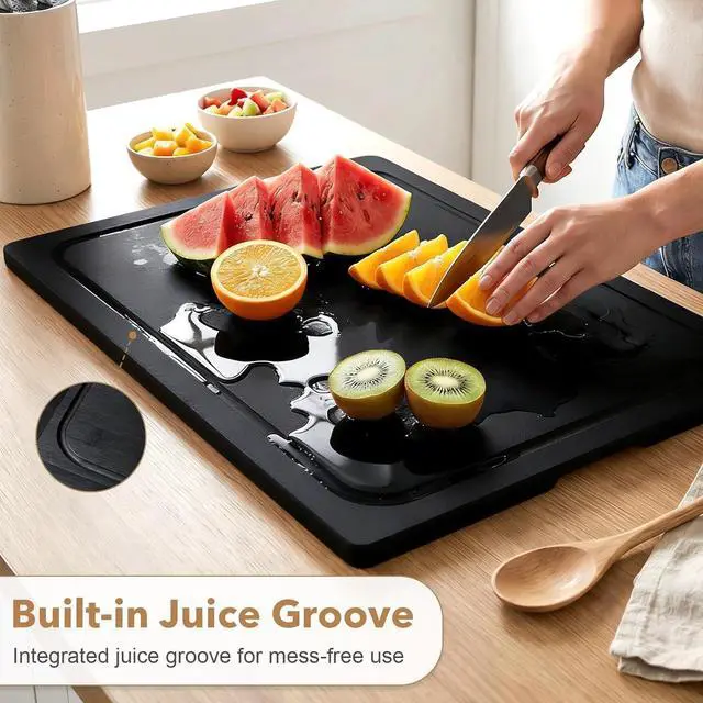 Alt view image 6 of 7 - Wooden Noodle Board Stove Cover for Electric Stove & Gas Range, 27.56 x 19.69 In, Lightweight Stovetop Cover with Built-In Handles, Juice Groove & Smooth Flat Top for Extra Counter Space
