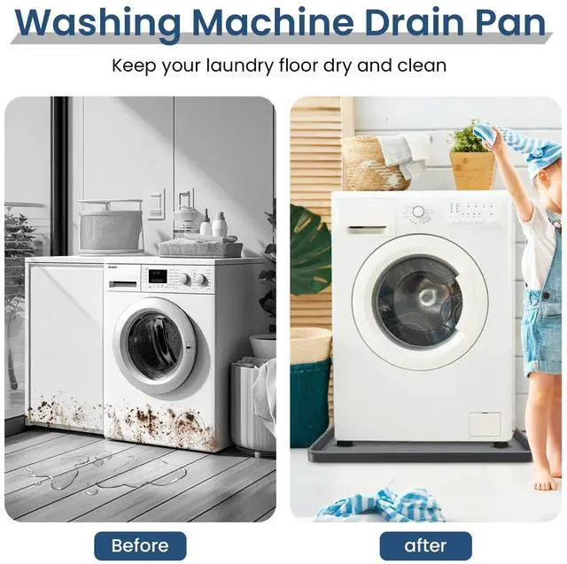 Alt view image 7 of 7 - 33 X 30 inch Large Thickened Silicone Washing Machine Drain Pan with 1-1/5" Raised Edge, Leak Protection Anti-Vibration Non-Slip Washing Machine Tray for Washer Dryer Other Appliances