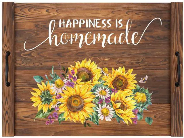 Main image of Noodle Board Stovetop Cover with Handles, Sunflower Kitchen Decor Wood Block Covers for Electric & Gas Stove, RV Stove Burner and Sink, Farmhouse Decorative Wooden Tray for Kitchen