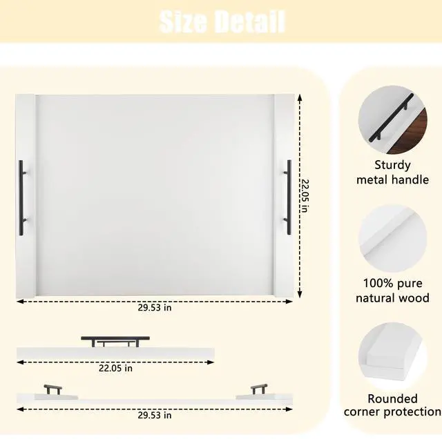 Alt view image 2 of 7 - Noodle Board Stove Top Covers - White Wooden Stove Cover with Handles for Gas Burners & Electric Stove - 30 x 22 inches Kitchen Counter Extension