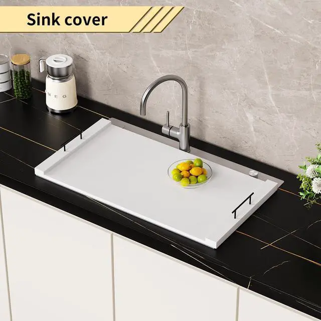 Alt view image 4 of 7 - Noodle Board Stove Top Covers - White Wooden Stove Cover with Handles for Gas Burners & Electric Stove - 30 x 22 inches Kitchen Counter Extension