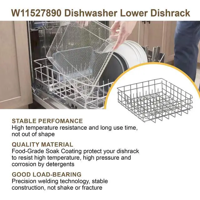 Alt view image 4 of 7 - W11527890 Dishwasher Lower Dishrack Compatible with Whirlpool Kenmore Kitchen Aid Maytag replace 8519566 W10199774 W10525641 W10525642 W10525643 WPW10525642 WPW10525643