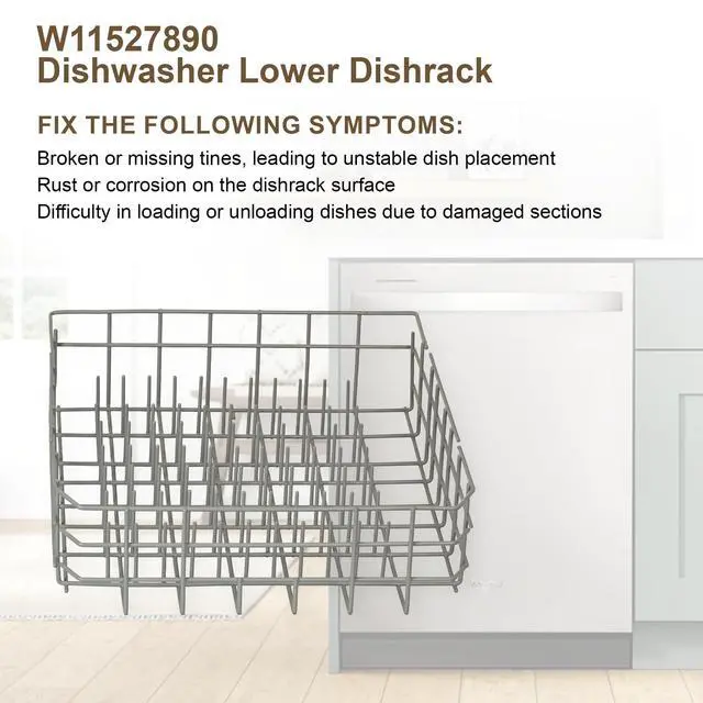 Alt view image 5 of 7 - W11527890 Dishwasher Lower Dishrack Compatible with Whirlpool Kenmore Kitchen Aid Maytag replace 8519566 W10199774 W10525641 W10525642 W10525643 WPW10525642 WPW10525643