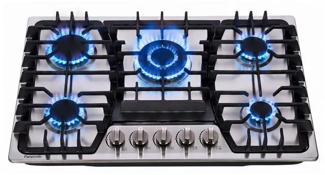 Main image of 30 Inch Gas Cooktop, 5 Burners Built-in Stove Top Stainless Steel Propane/Natural Gas Convertible Sealed Dual Fuel Hob