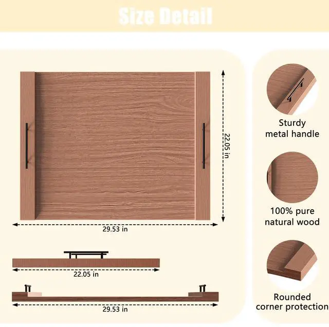 Alt view image 2 of 7 - Walnut-colored Wood Noodle Board Stove Cover with Handles - 30x22 Large Stove Top Covers for Gas Burners, Decorative Wooden Stove Topper for Electric Range, Extra Counter Space for Farmhouse