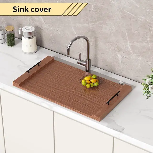 Alt view image 4 of 7 - Walnut-colored Wood Noodle Board Stove Cover with Handles - 30x22 Large Stove Top Covers for Gas Burners, Decorative Wooden Stove Topper for Electric Range, Extra Counter Space for Farmhouse