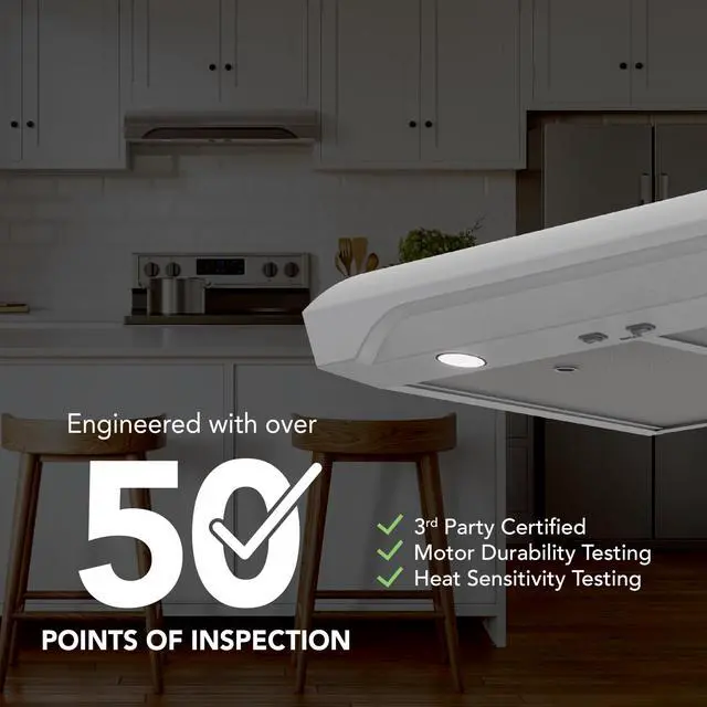 Alt view image 5 of 7 - 30 Inch Alta Under Cabinet Range Hood, ENERGY STAR, 350 Max Blower CFM - Electric Rangehood and Exhaust for Kitchen Stove Cooking and Ventilation, Stainless Steel