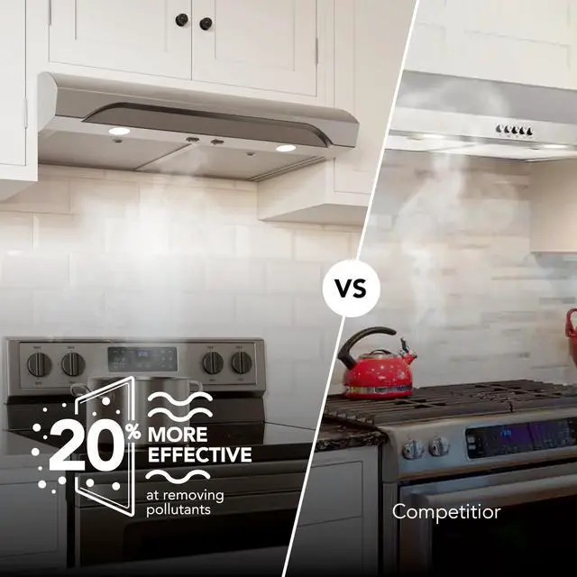 Alt view image 4 of 7 - 30 Inch Alta Under Cabinet Range Hood, ENERGY STAR, 350 Max Blower CFM - Electric Rangehood and Exhaust for Kitchen Stove Cooking and Ventilation, Stainless Steel