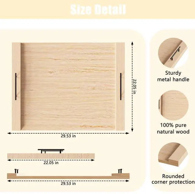 Alt view image 2 of 7 - Oak-colored Wood Noodle Board Stove Cover with Handles - 30x22 inch Stove Top Cover for Gas Burners, Decorative Wooden Stove Topper for Electric Range, Extra Counter Space for Farmhouse Kitchen