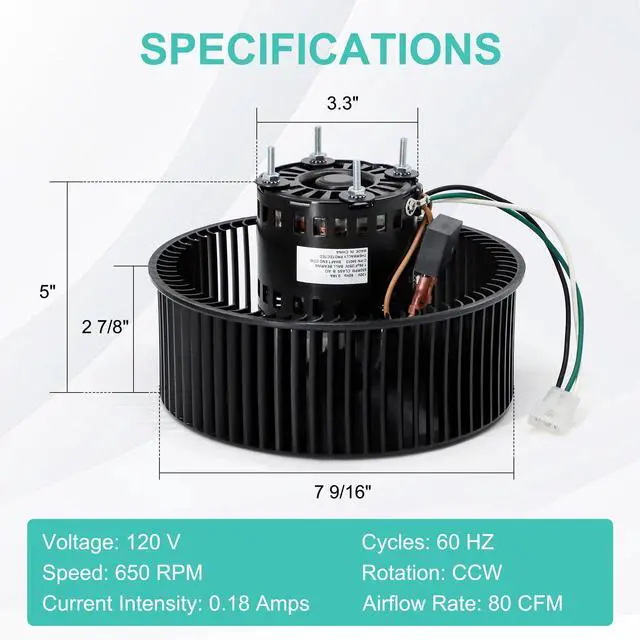 Alt view image 3 of 7 - S-97016621 Bathroom Fan Motor Replacement for Broan Nutone Bathroom Exhaust Fan QTN80L, QTN80L-A, QTR080, QTRN080, QTR070, QTR080L, QTR070L