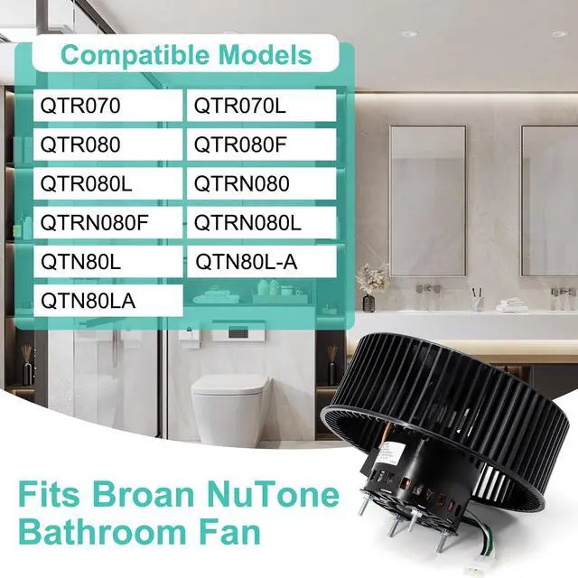Alt view image 2 of 7 - S-97016621 Bathroom Fan Motor Replacement for Broan Nutone Bathroom Exhaust Fan QTN80L, QTN80L-A, QTR080, QTRN080, QTR070, QTR080L, QTR070L