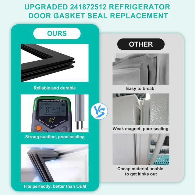 Alt view image 2 of 7 - Upgraded 241872512 Refrigerator Door Gasket Compatible With Frigidaire Refrigerator Door Seal Part Replaces 240514612 240542112 240542124 5304439526 Fridge Door Gasket for Kenmore Freezer Door Gasket