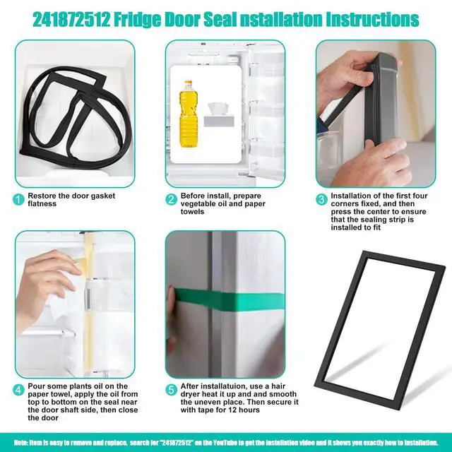 Alt view image 7 of 7 - Upgraded 241872512 Refrigerator Door Gasket Compatible With Frigidaire Refrigerator Door Seal Part Replaces 240514612 240542112 240542124 5304439526 Fridge Door Gasket for Kenmore Freezer Door Gasket