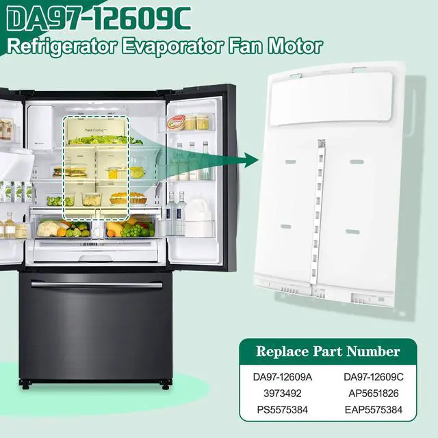 Alt view image 2 of 7 - Upgraded DA97-12609C Refrigerator Evaporator Fan Motor Cover Replacement Compatible with Samsung DA97-12609A Evaporator Cover Assembly Fit RF263BEAESR RF263BEAESP RF261BEAESR Refrigerator Fan Motor