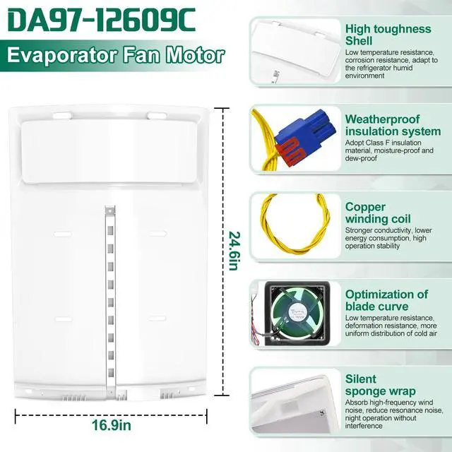 Alt view image 3 of 7 - Upgraded DA97-12609C Refrigerator Evaporator Fan Motor Cover Replacement Compatible with Samsung DA97-12609A Evaporator Cover Assembly Fit RF263BEAESR RF263BEAESP RF261BEAESR Refrigerator Fan Motor