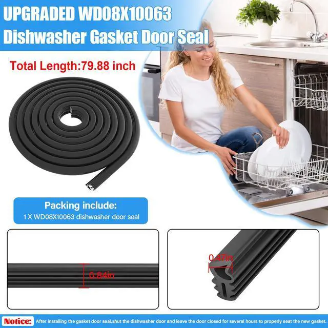 Alt view image 2 of 7 - UPGRADED WD08X10063 Dishwasher Gasket Door Seal Compatible with GE Dishwasher Replacement Parts WD08X10063 GLDT690D00BB GLDT696T00SS General Electric GE Dishwasher Tub Gasket Rubber Door Seal