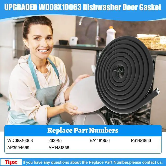 Alt view image 4 of 7 - UPGRADED WD08X10063 Dishwasher Gasket Door Seal Compatible with GE Dishwasher Replacement Parts WD08X10063 GLDT690D00BB GLDT696T00SS General Electric GE Dishwasher Tub Gasket Rubber Door Seal