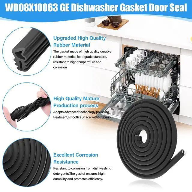 Alt view image 3 of 7 - UPGRADED WD08X10063 Dishwasher Gasket Door Seal Compatible with GE Dishwasher Replacement Parts WD08X10063 GLDT690D00BB GLDT696T00SS General Electric GE Dishwasher Tub Gasket Rubber Door Seal