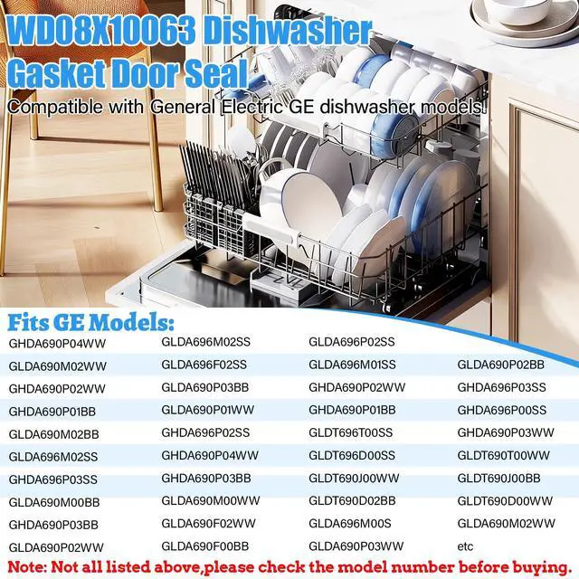 Alt view image 6 of 7 - UPGRADED WD08X10063 Dishwasher Gasket Door Seal Compatible with GE Dishwasher Replacement Parts WD08X10063 GLDT690D00BB GLDT696T00SS General Electric GE Dishwasher Tub Gasket Rubber Door Seal
