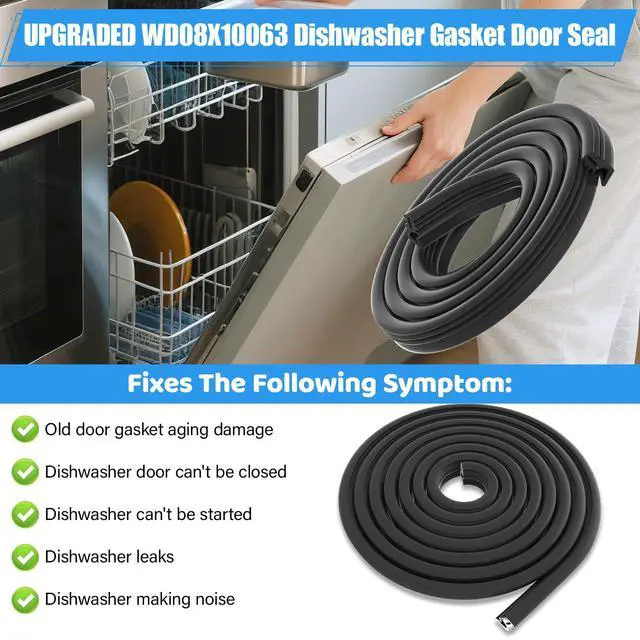 Alt view image 7 of 7 - UPGRADED WD08X10063 Dishwasher Gasket Door Seal Compatible with GE Dishwasher Replacement Parts WD08X10063 GLDT690D00BB GLDT696T00SS General Electric GE Dishwasher Tub Gasket Rubber Door Seal