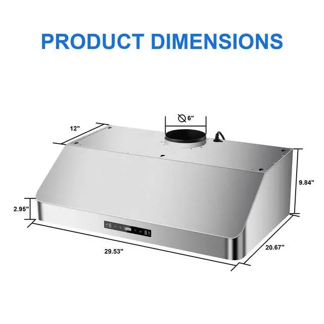 Alt view image 5 of 7 - Under Cabinet Range Hood 30 inch, 900 CFM, Remote Control, Time Setting | Ductless convertible duct, stainless steel, 3-speed fan, Gesture Control, dishwasher safe baffle filters, kitchen vent hood