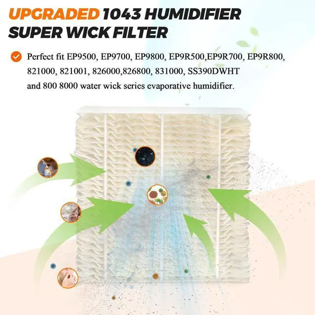 Alt view image 4 of 7 - 1043 Humidifier Wick Filters 3 Pack Replacement for Essick Air AIRCARE EP9500 EP9700 EP9800 EP9R500 EP9R800 821000 826000 826800 831000 &Bemis Space Saver 800 8000 Series Humidifiers