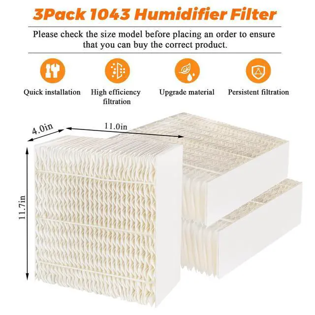Alt view image 6 of 7 - 1043 Humidifier Wick Filters 3 Pack Replacement for Essick Air AIRCARE EP9500 EP9700 EP9800 EP9R500 EP9R800 821000 826000 826800 831000 &Bemis Space Saver 800 8000 Series Humidifiers