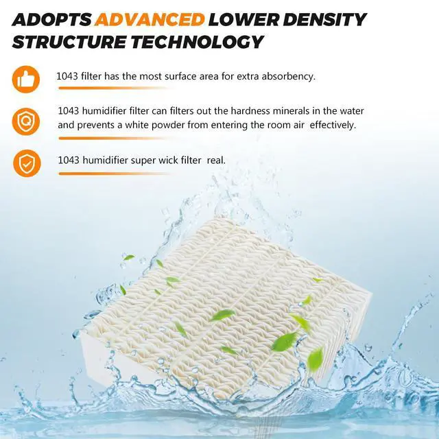 Alt view image 3 of 7 - 1043 Humidifier Wick Filters 3 Pack Replacement for Essick Air AIRCARE EP9500 EP9700 EP9800 EP9R500 EP9R800 821000 826000 826800 831000 &Bemis Space Saver 800 8000 Series Humidifiers