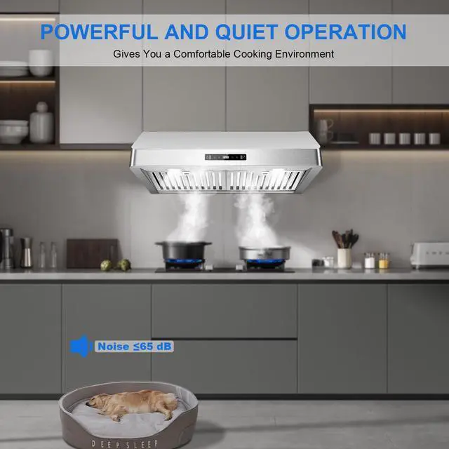 Alt view image 7 of 7 - Under Cabinet Range Hood 30 inch, 900 CFM, Remote Control, Time Setting | Ductless convertible duct, stainless steel, 3-speed fan, Gesture Control, dishwasher safe baffle filters, kitchen vent hood