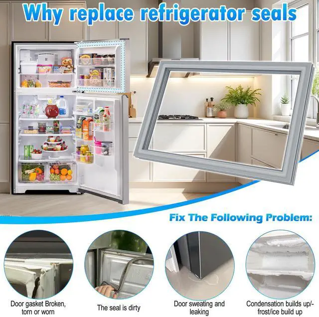 Alt view image 6 of 7 - Upgraded 28.8"x20.9" 241872511 242193211 Refrigerator Freezer Door Gasket Compatible with Frigidaire,Crosley and Kenmore Freezer Door Seal Replace 240542111 3016408 240390705 PS7784008 240514611 Gray