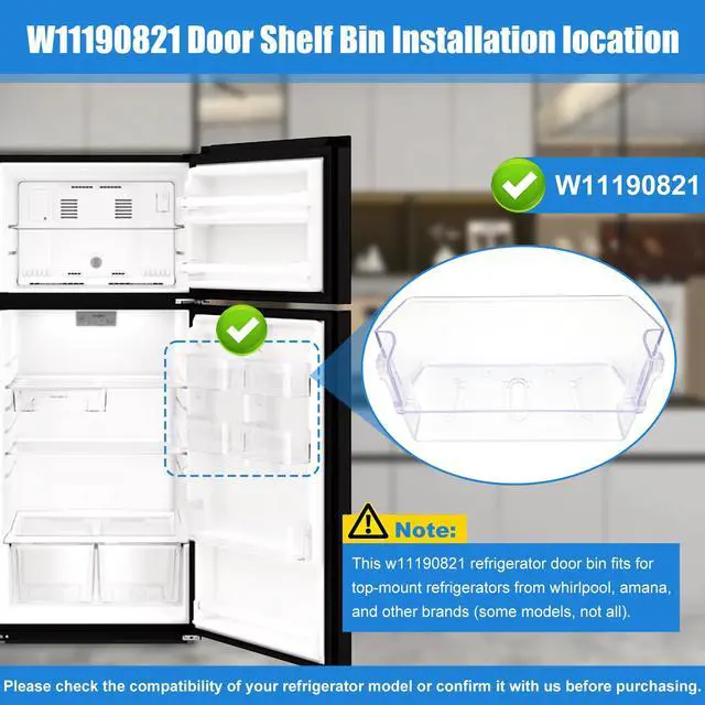 Alt view image 4 of 7 - W11190821, W10805889 Door Shelf Bin Compatible with whirlpool, amana etc refrigerator(some models): WRT518SZFM00, WRT518SZFM02 etc, Door Bin Replacement W10805890, 4547029, AP6286731, PS12348848