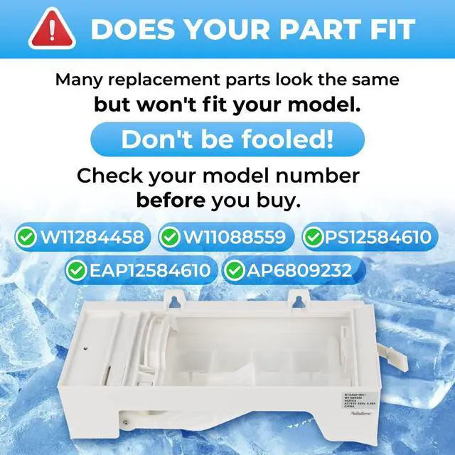 Alt view image 2 of 7 - W11284458 W11088559 Refrigerator Ice Maker Replacement,Replace EAP12584610 AP6809232 PS12584610 (Upgraded OEM Quality) Easy Installation