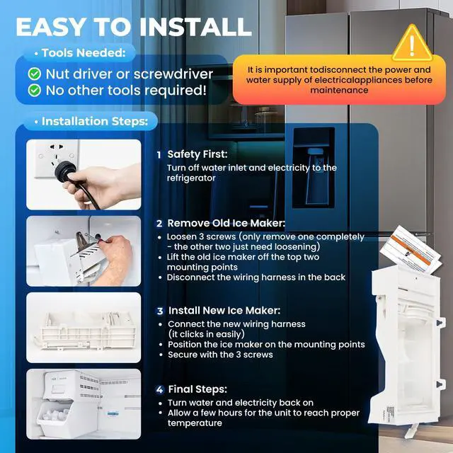 Alt view image 5 of 7 - W11284458 W11088559 Refrigerator Ice Maker Replacement,Replace EAP12584610 AP6809232 PS12584610 (Upgraded OEM Quality) Easy Installation
