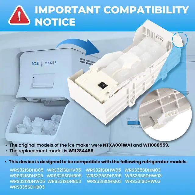 Alt view image 7 of 7 - W11284458 W11088559 Refrigerator Ice Maker Replacement,Replace EAP12584610 AP6809232 PS12584610 (Upgraded OEM Quality) Easy Installation