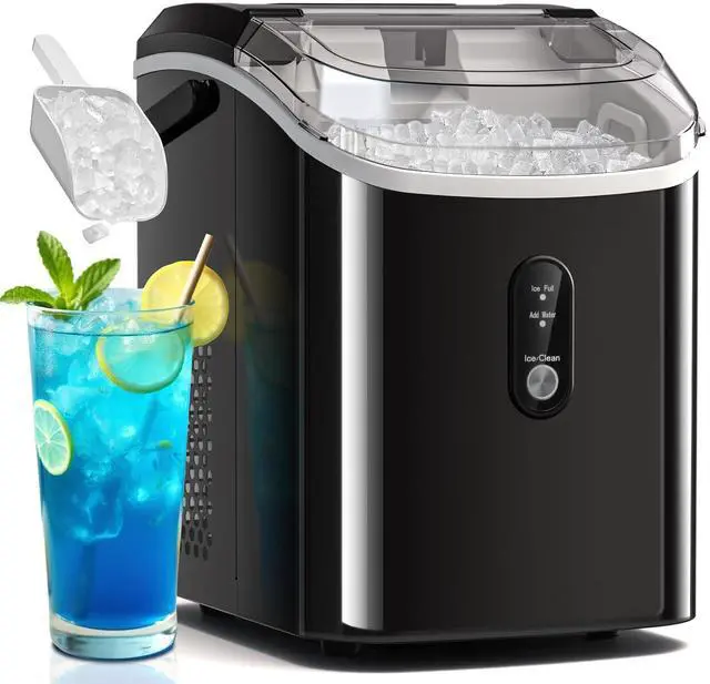 Main image of Soft Chewable Nugget Ice Maker, 35Lbs/24Hrs, Self-Cleaning Countertop Pebble Ice Machine with Basket & Scoop for Home, Bar, or Entertaining,Black