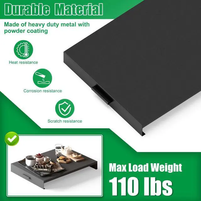 Alt view image 3 of 7 - Stove Top Cover, Heavy Duty Metal Gas Stove Cover Board with Handles, 30"L x 22"W x 3"H Noodle Board for Cooktop, Gas/Electric Stove, Expanding Kitchen Space & Easy to Clean
