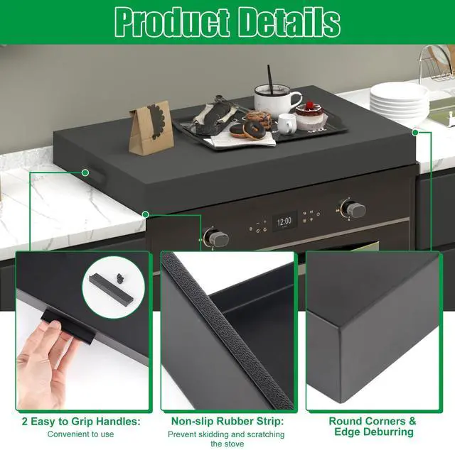 Alt view image 4 of 7 - Stove Top Cover, Heavy Duty Metal Gas Stove Cover Board with Handles, 30"L x 22"W x 3"H Noodle Board for Cooktop, Gas/Electric Stove, Expanding Kitchen Space & Easy to Clean
