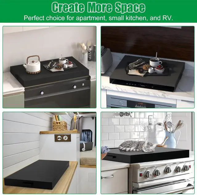 Alt view image 6 of 7 - Stove Top Cover, Heavy Duty Metal Gas Stove Cover Board with Handles, 30"L x 22"W x 3"H Noodle Board for Cooktop, Gas/Electric Stove, Expanding Kitchen Space & Easy to Clean