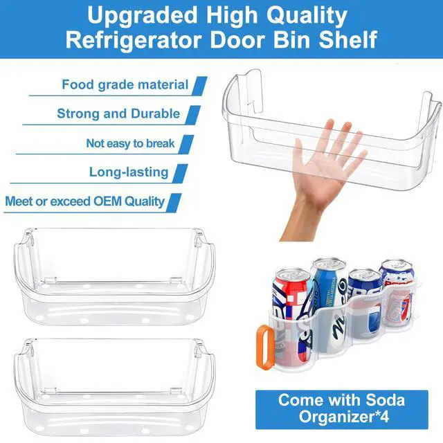 Alt view image 6 of 7 - 240356402 Refrigerator Door Bin and 240323002 Door Shelf Compatible with Frigidaire Refrigerator Door Shelf Replacement Parts FGHS2631PF4A FGHS2655PF5A FGUS2642LF2 FGHS2631PF2 Fridge Door Shelf(4 PCS)